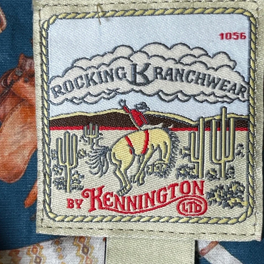 Rocking K  Ranchwear by‎ Kennington Men's Large Western Botton Up Blue